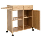 Kitchen Trolley with Wheels Natural 90.5 x 36 x 86.5 cm Bamboo 42028293