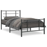 Metal Bed Frame without Mattress with Footboard Black 100x190cm 355573