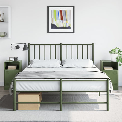 ZNTS Bedside Cabinets 2 pcs Olive Green 34.5x39x62 cm Steel 841772