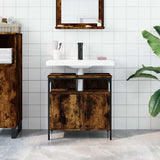 Bathroom Sink Cabinet Smoked Oak 60x30x60 cm Engineered Wood 842438