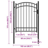 Fence Gate EMMEN with Arched Top Steel 100x98.5 cm Black 146369