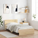 Bed Frame without Mattress with Headboard Sonoma Oak 100x200 cm 838619