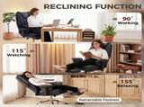 Executive Office Chair, Reclining Desk Chair with Footrest, Adjustable Armrests, Pet Friendly Faux T3398P550247