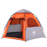 Camping Tent Cabin 4-Person Grey and Orange Quick Release 4005334
