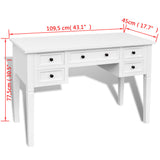 241533 White Writing Desk with 5 Drawers