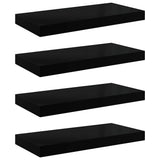 Floating Wall Shelves 4 pcs High Gloss Black 50x23x3.8 cm MDF 323768