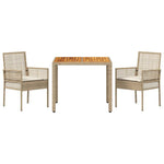 Garden Dining Set 3 pcs Beige Poly rattan 3334917