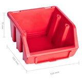136 Piece Storage Bin Kit with Wall Panels Red and Black 150815