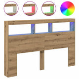 Headboard Cabinet with LED Artisan Oak 160x17x102 cm 863132