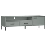 TV Cabinet with Metal Legs Grey Solid Wood Pine OSLO 351028