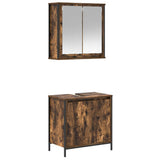 2 Piece Bathroom Furniture Set Smoked Oak Engineered Wood 3328391