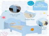 Space Themed Toddler Bed, Kids Bedroom Furniture, with Safety Rails - Blue T3398P422136