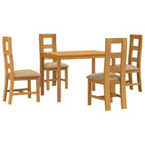 Dining Set 5 pcs Beige Solid Oak Wood 3430248