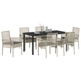 Garden Dining Set with Cushion 7 pcs Light Grey Poly rattan 3379902