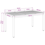 Garden Dinner Table Natural and Black 141 x 80.5 x 75 cm 901319