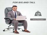 Faux Leather Reclining Office Chair, with Footrest - Grey T3398P424992