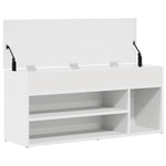 ZNTS Shoe Bench White 102x30.5x45 cm Engineered Wood 859136