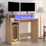 Desk with LED Lights Sonoma Oak 97x45x90 cm Engineered Wood 805555