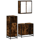 3 Piece Bathroom Furniture Set Smoked Oak Engineered Wood 3300967