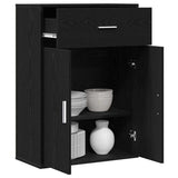 Sideboard with Drawer Black Oak 60 x 30 x 84 cm Engineered Wood 871427