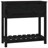 Planter with Shelf Black 82.5x34.5x81 cm Solid Wood Pine 823763
