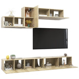 6 Piece TV Cabinet Set Sonoma Oak Engineered Wood 3079045