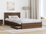 Bed Frame with Drawer Brown Oak 100 x 200 cm Engineer Wood 3410741