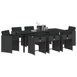 Garden Dining Set 9 pcs Black Poly Rattan 3380692
