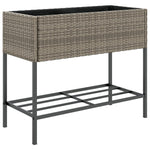 ZNTS Garden Planter with Shelf Grey Poly Rattan 366386