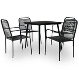 ZNTS 5 Piece Outdoor Dining Set Cotton Rope and Steel Black 48569