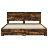 Bed Frame with Drawer Smoked Oak 200 x 200 cm Engineered Wood 3411268