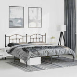 Metal Bed Frame without Mattress with Headboard Black 193x203cm 353445
