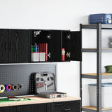 ZNTS Garage Wall Cabinets 2 pcs Black Engineered Wood 860610