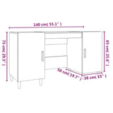 812766 Desk Concrete Grey 140x50x75 cm Engineered Wood