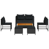 Garden Sofa Set 6 pcs Black Poly Rattan 4104700