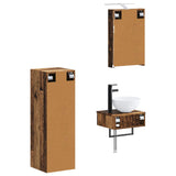 Bathroom Cabinet Set 4 pcs Old Wood 40 x 10.5 x 60.5 cm 3407365