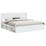 Bed Frame with Storage and Headboard White 180 x 200 cm 3414179