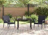 Garden Dining Set 3 pcs Black Powder-Coated Steel 3379401
