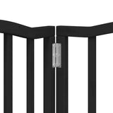 Dog Gate with Door Foldable 15 Panels Black 750 cm Poplar Wood 3155599