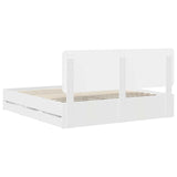 Bed Frame with Drawer White 200 x 200 cm Engineer Wood 3412560