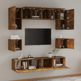 8 Piece TV Cabinet Set Smoked Oak Engineered Wood 3114411