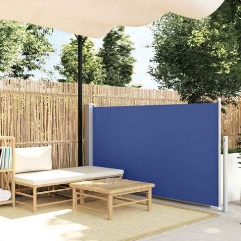 Patio Retractable Side Awning 100x500 cm Blue 48384