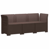3-Seater Garden Sofa Rattan Look PP Brown 3443815
