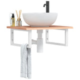 Basin Shelf Wall Mounted Steel and Solid Wood Oak 3302604