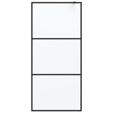 Walk-in Shower Wall Black 90x195 cm Frosted ESG Glass 152111