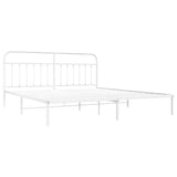 Bed Frame White Powder-Coated Steel 193 cm x 203 cm Industrial 352633