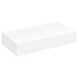 White MDF Floating Wall Display Shelf 1 Drawer Book/DVD Storage 242187
