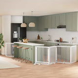 Dog Gate with Door Foldable 8 Panels White 640 cm Poplar Wood 3155678