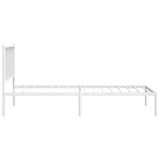 Metal Bed Frame without Mattress with Headboard White 75x190cm 350921