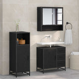 Bathroom Furniture Set 3 pcs Black Oak Engineered Wood 3402473